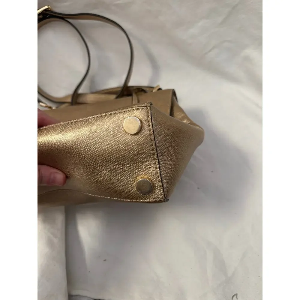 Michael Kors Ava Top Handle Satchel Crossbody Purse GS Gold Metallic